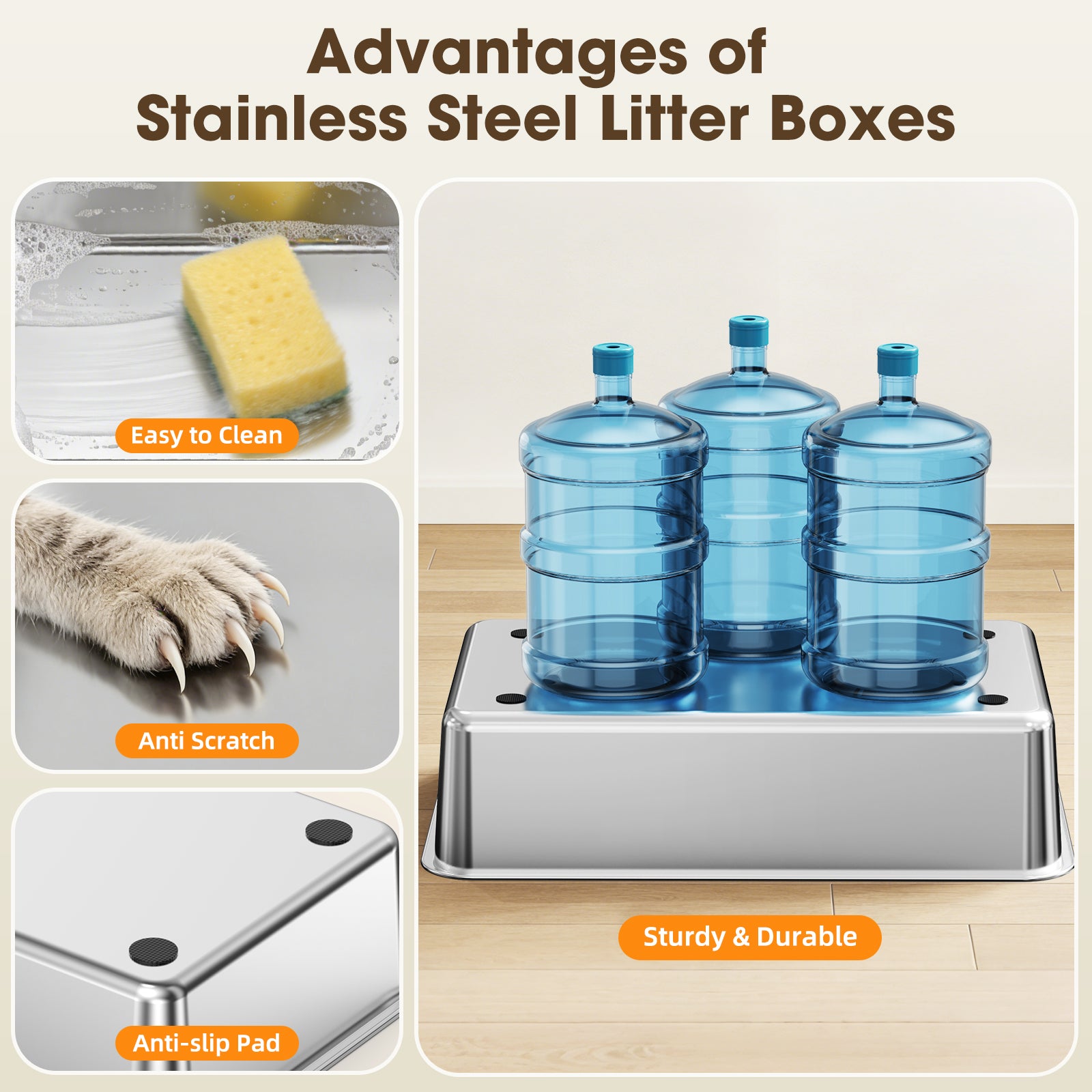 Large Enclosed Stainless Steel Cat Litter BoxB4