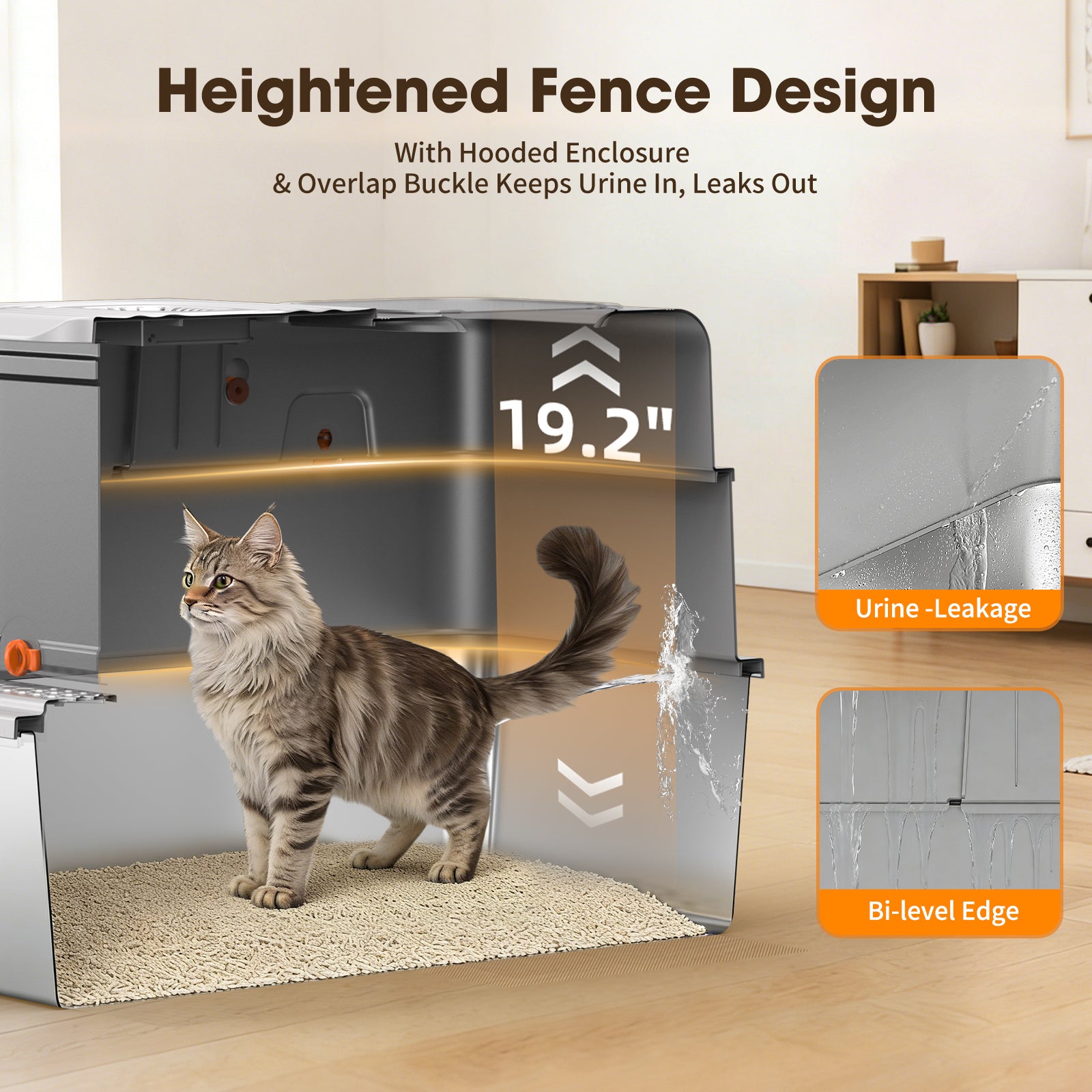 Large Fully Enclosed Stainless Steel Cat Litter Box B7