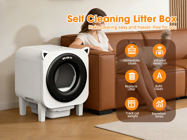 Automatic Litter Box,Safety Sensor,App Control,65L Large Capacity