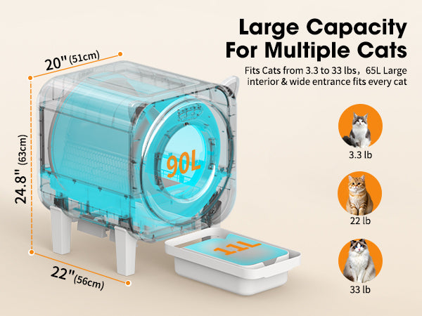 Automatic Litter Box,Safety Sensor,App Control,65L Large Capacity