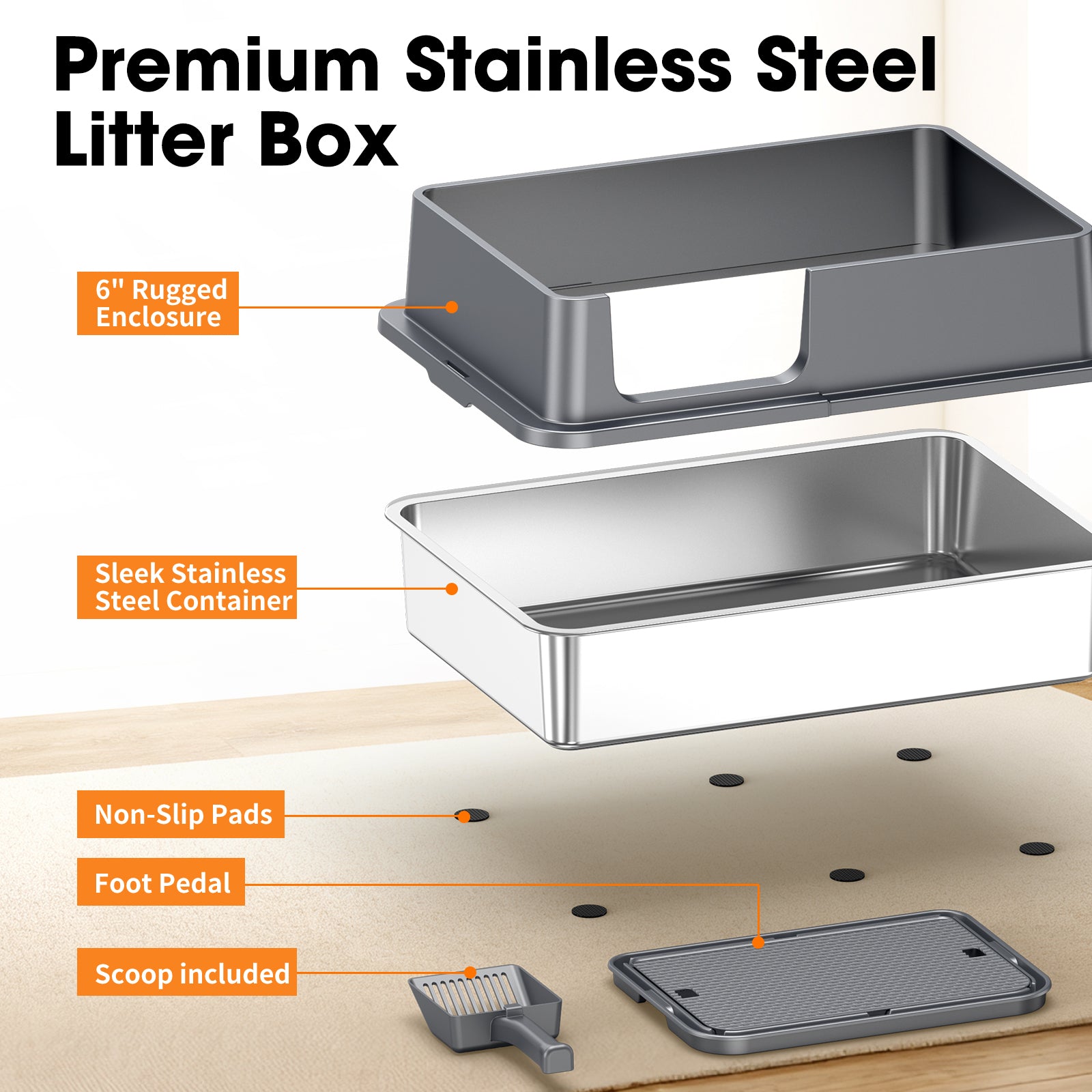 Stainless Steel Litter Box G2