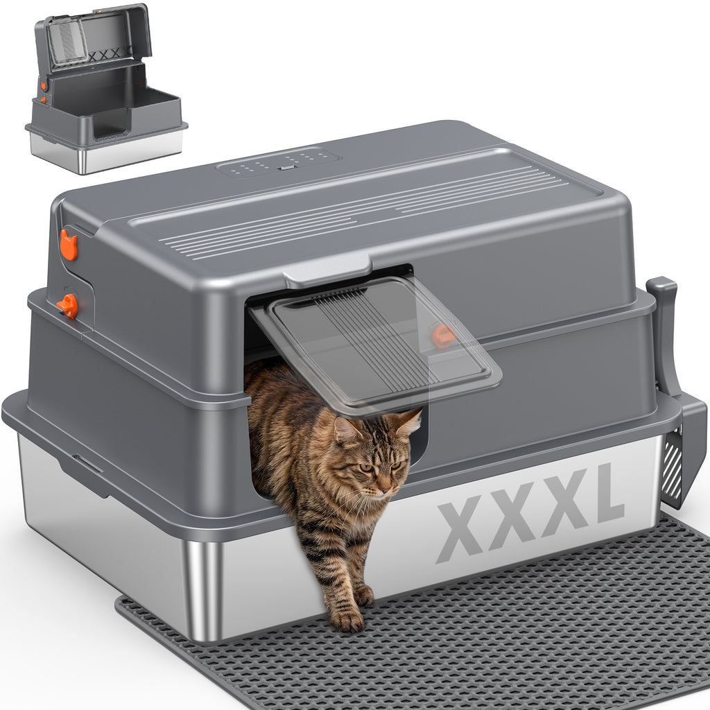 Large Fully Enclosed Stainless Steel Cat Litter Box G4