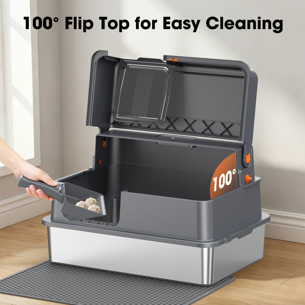 Large Fully Enclosed Stainless Steel Cat Litter Box G4