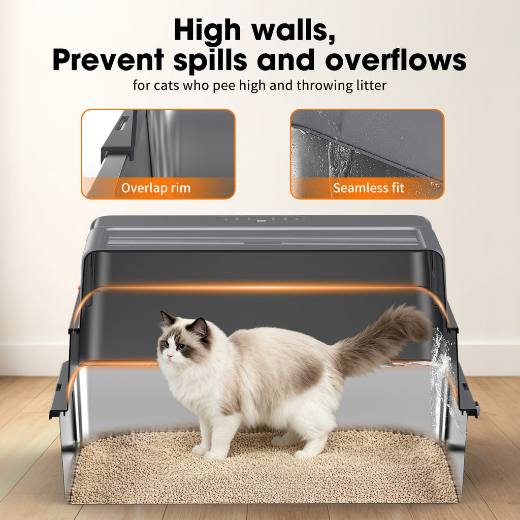Large Fully Enclosed Stainless Steel Cat Litter Box G4
