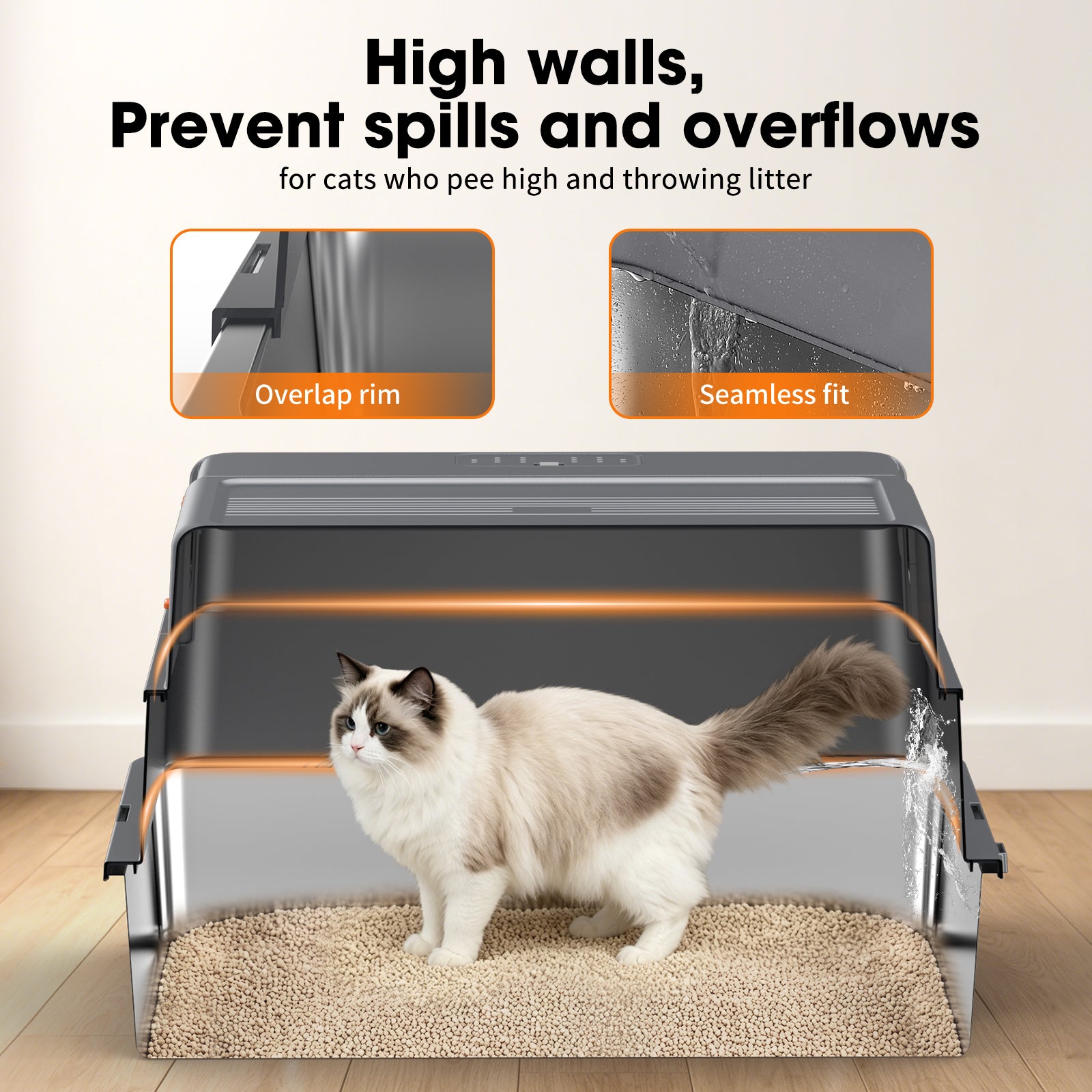 Large Fully Enclosed Stainless Steel Cat Litter Box G4