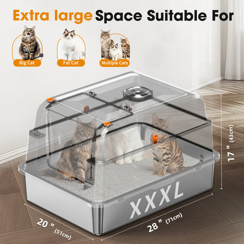 Large Enclosed Stainless Steel Cat Litter BoxA3