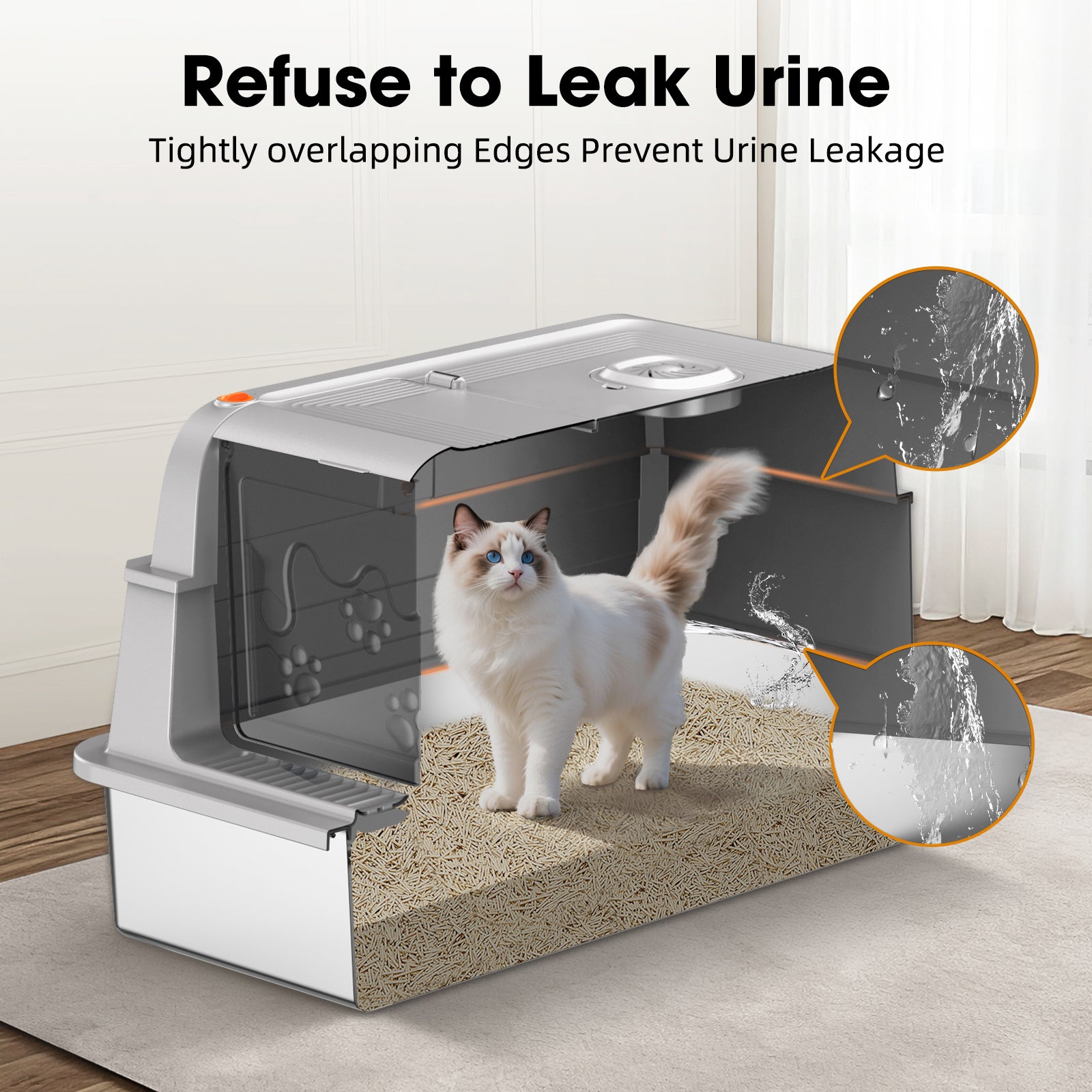 Large Enclosed Stainless Steel Cat Litter BoxA3
