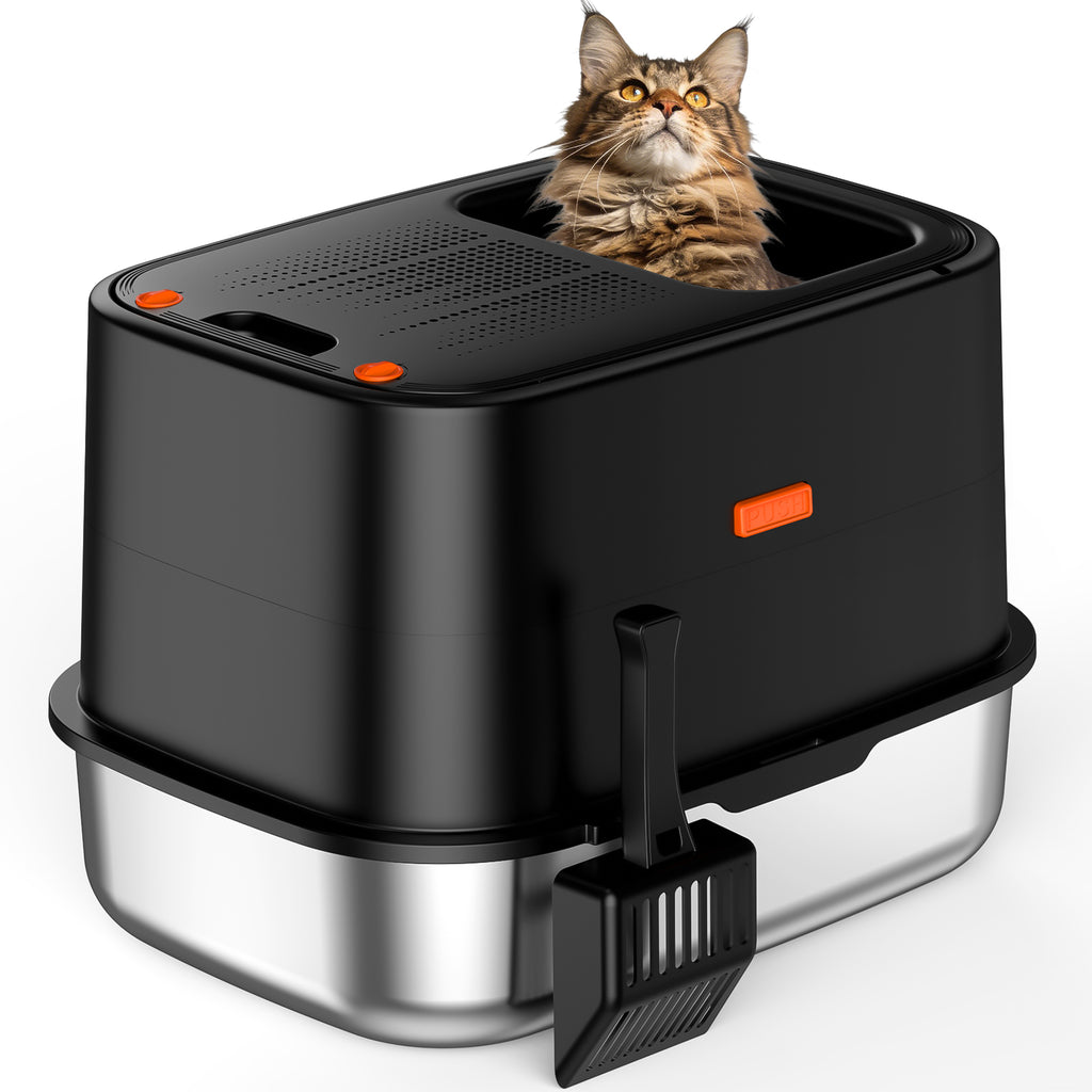Enclosed Stainless Steel Litter Box V