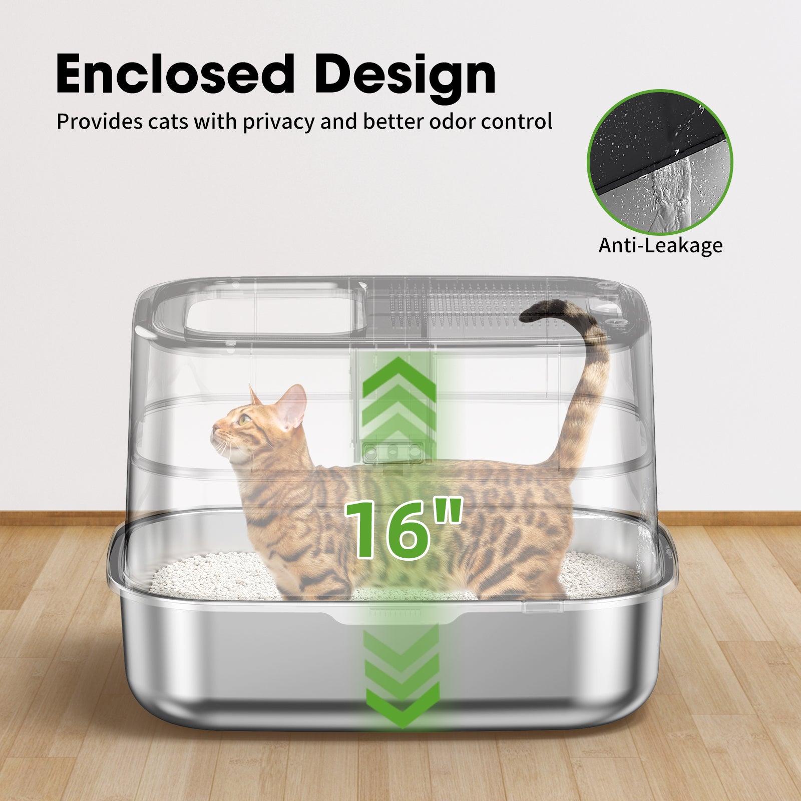 Enclosed Stainless Steel Litter Box V