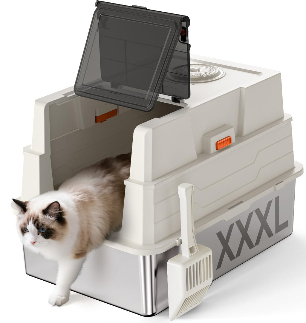 Large Fully Enclosed Stainless Steel Cat Litter Box A1