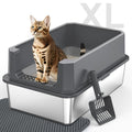 Large Open Stainless Steel Cat Litter Box H6
