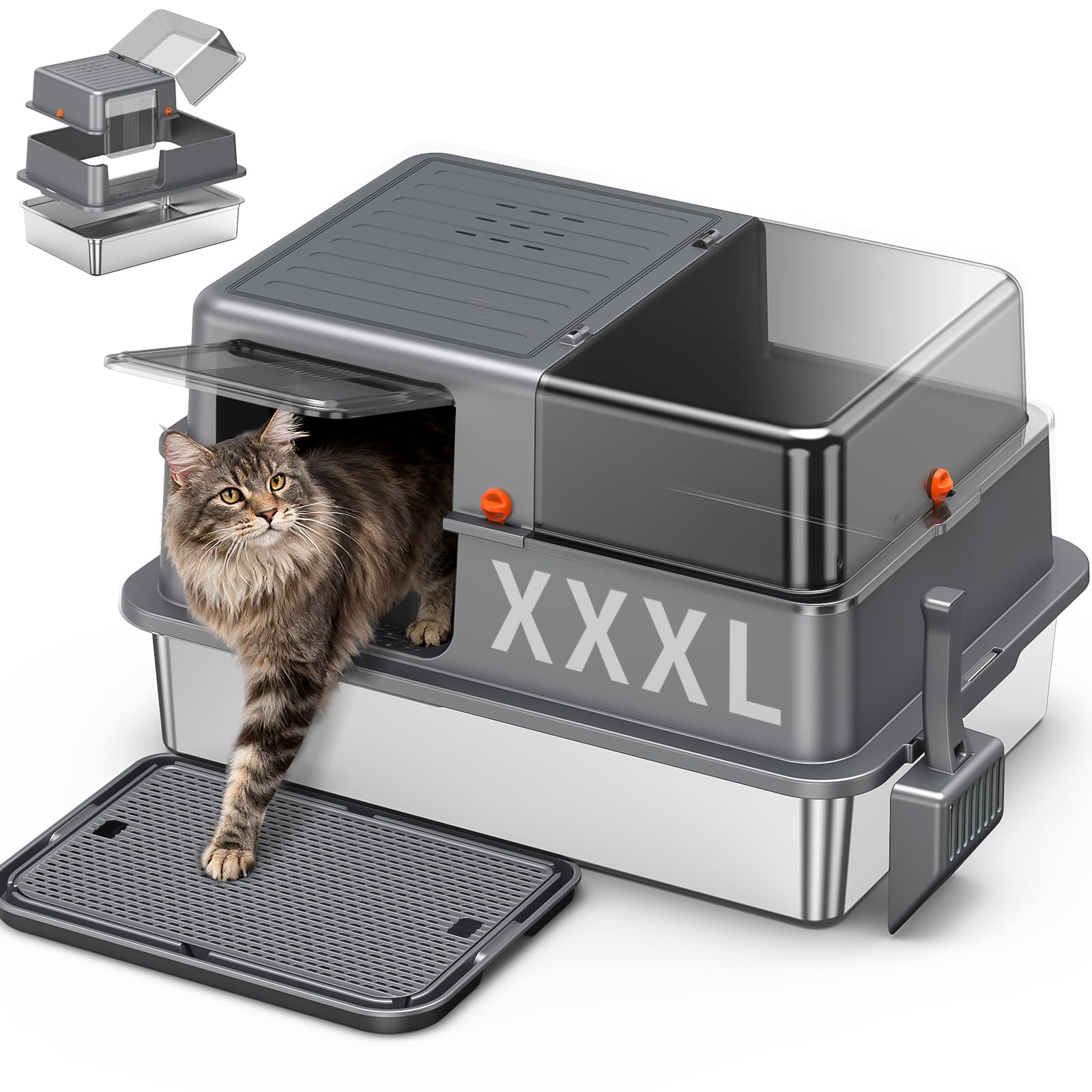 Large Fully Enclosed Stainless Steel Cat Litter BoxXK-G