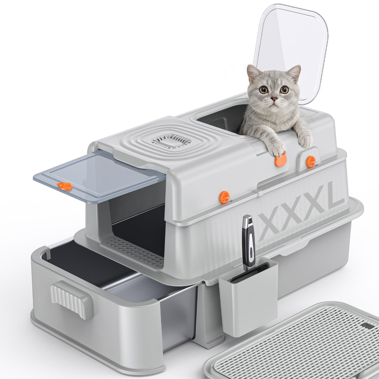 Pull-out Drawer Enclosed Stainless Steel Cat Litter Box C5