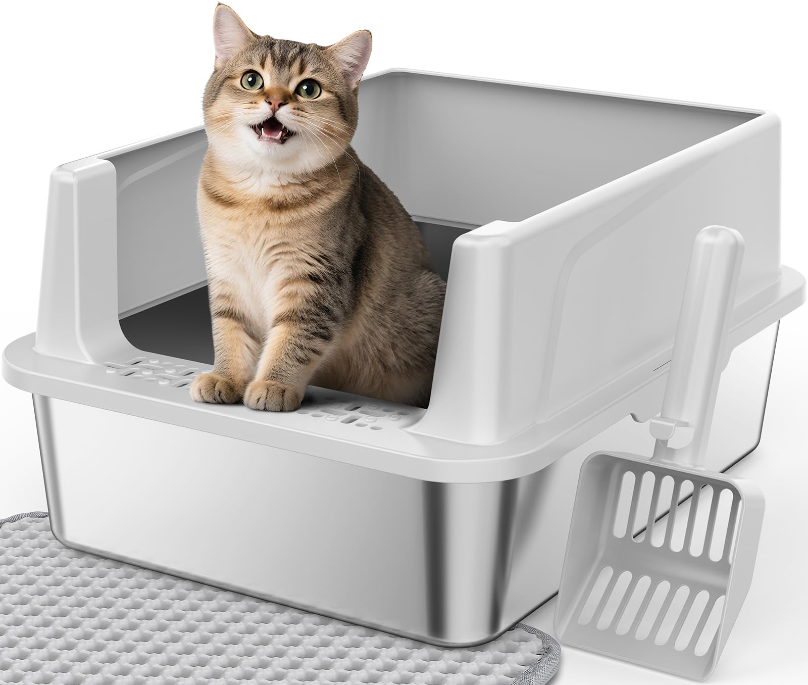 Large Open Stainless Steel Cat Litter Box A4
