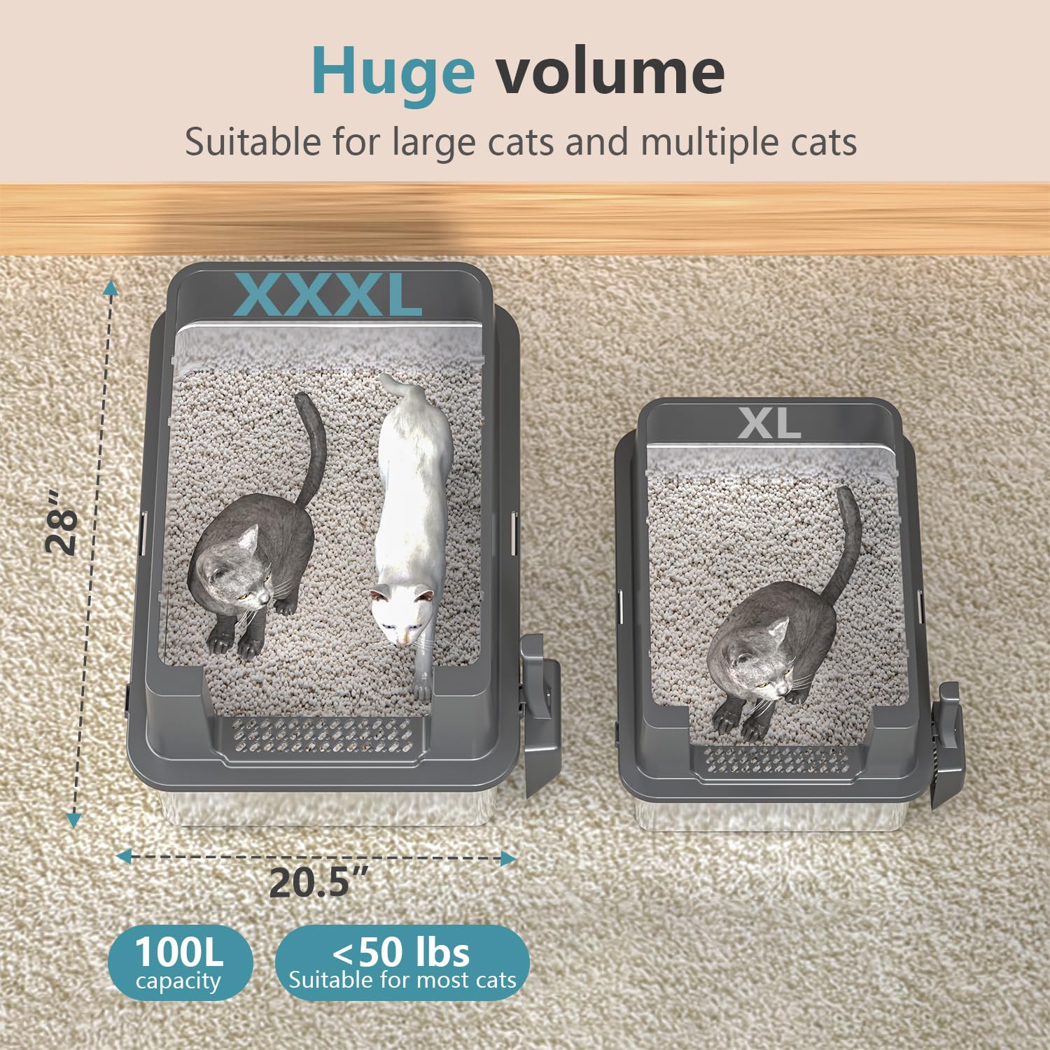 High Side Stainless Steel Cat Litter Box Q5