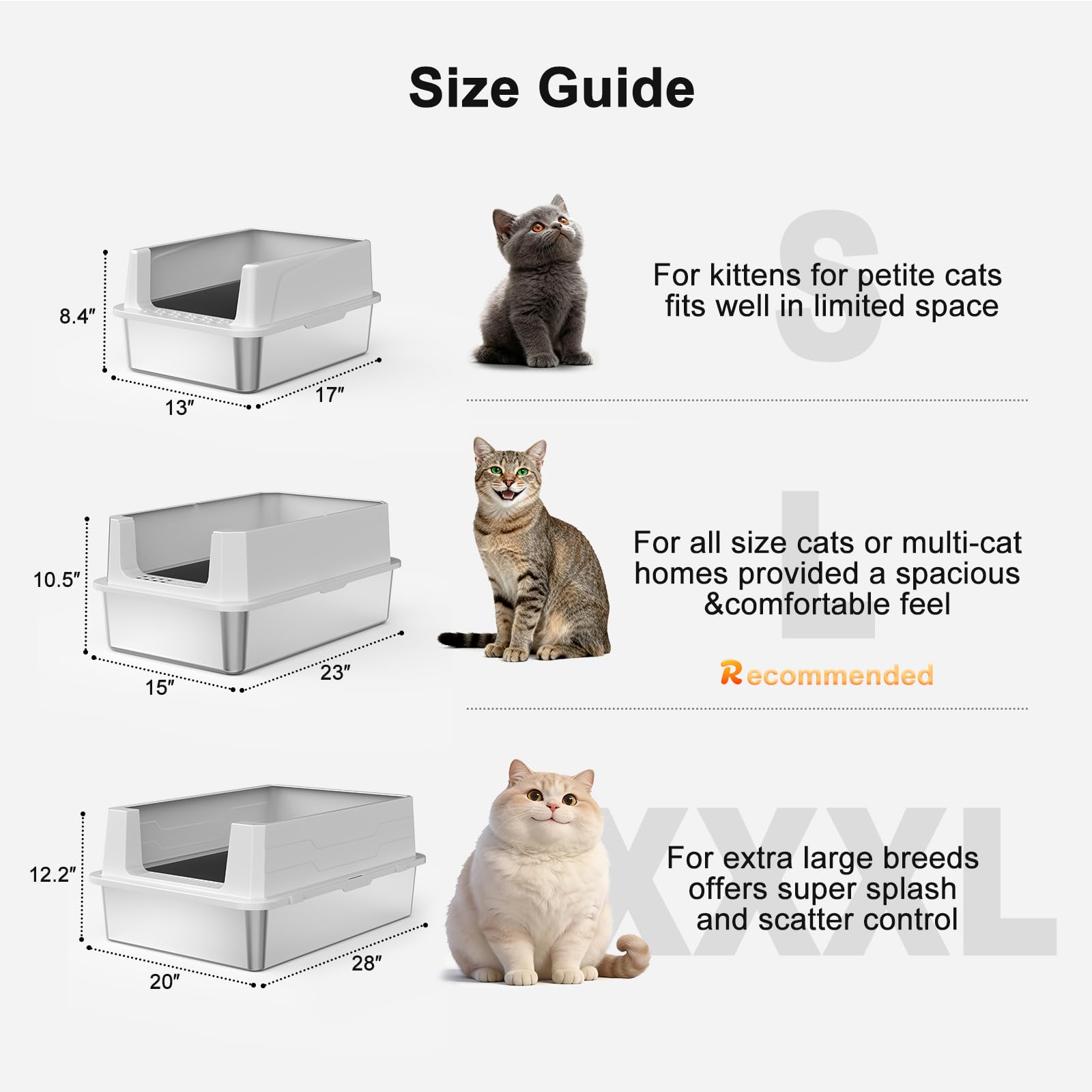 Large Open Stainless Steel Cat Litter Box A4