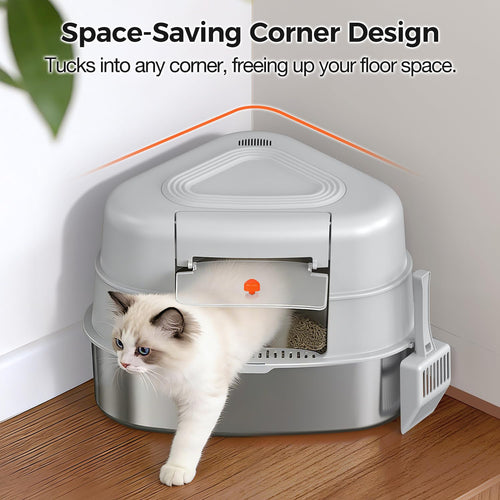 Enclosed Stainless Steel Cat Litter Box I2