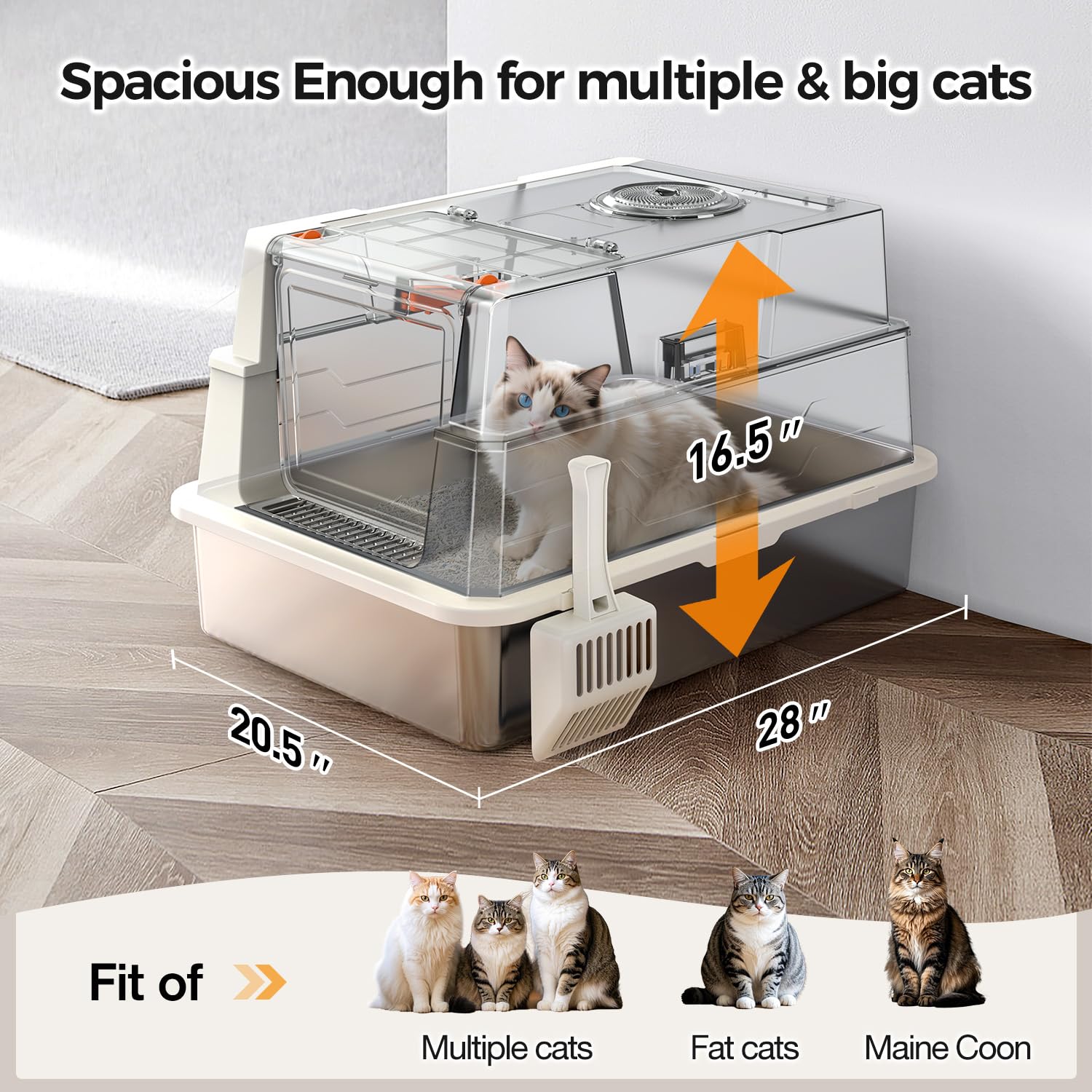 Large Fully Enclosed Stainless Steel Cat Litter Box A1