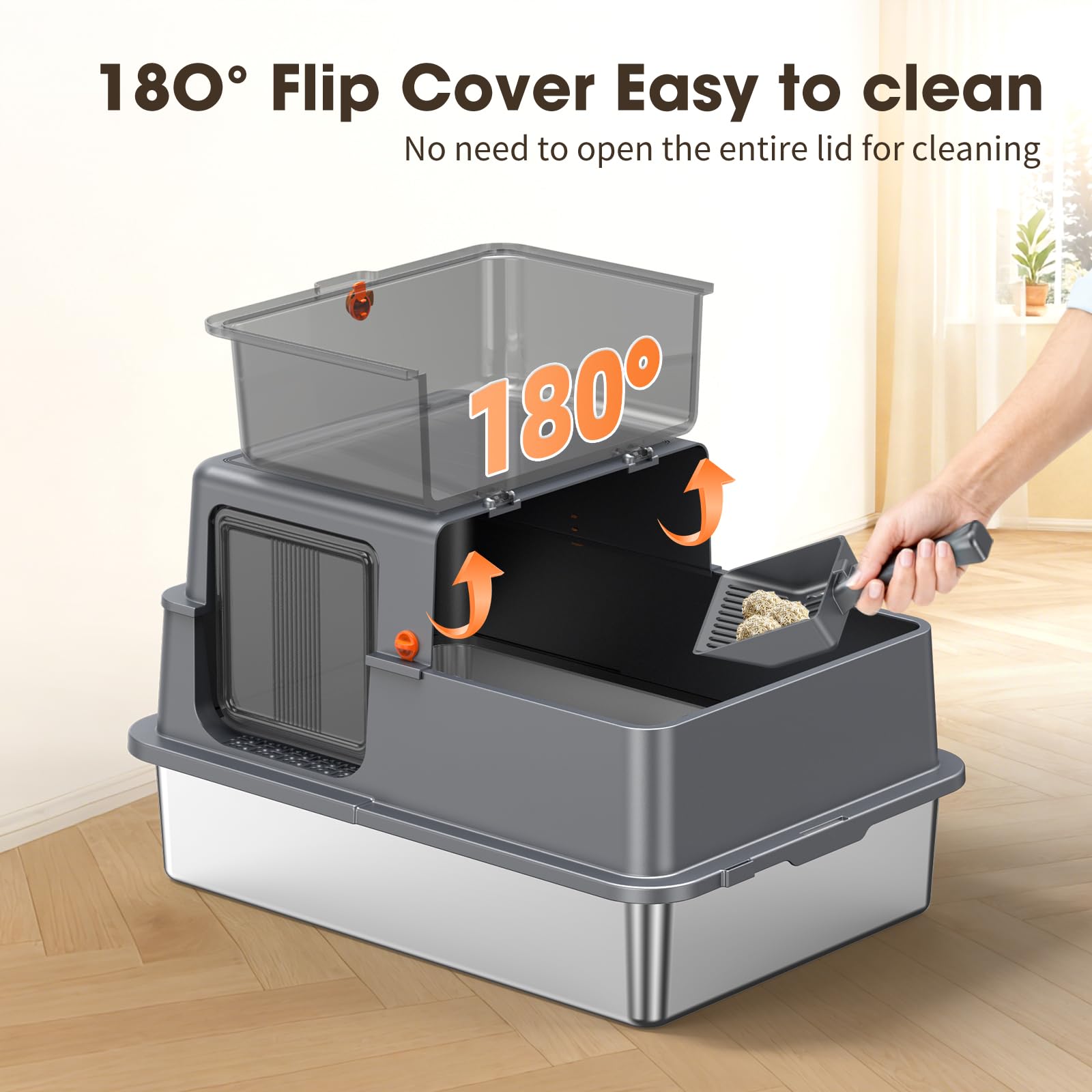 Large Fully Enclosed Stainless Steel Cat Litter BoxXK-G