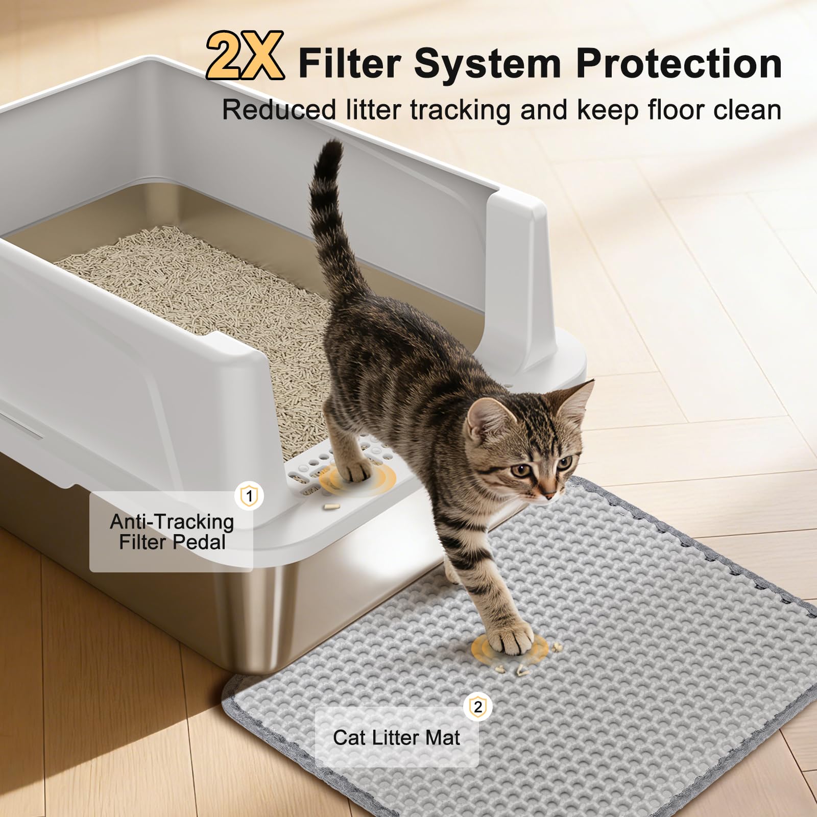 Large Open Stainless Steel Cat Litter Box A4