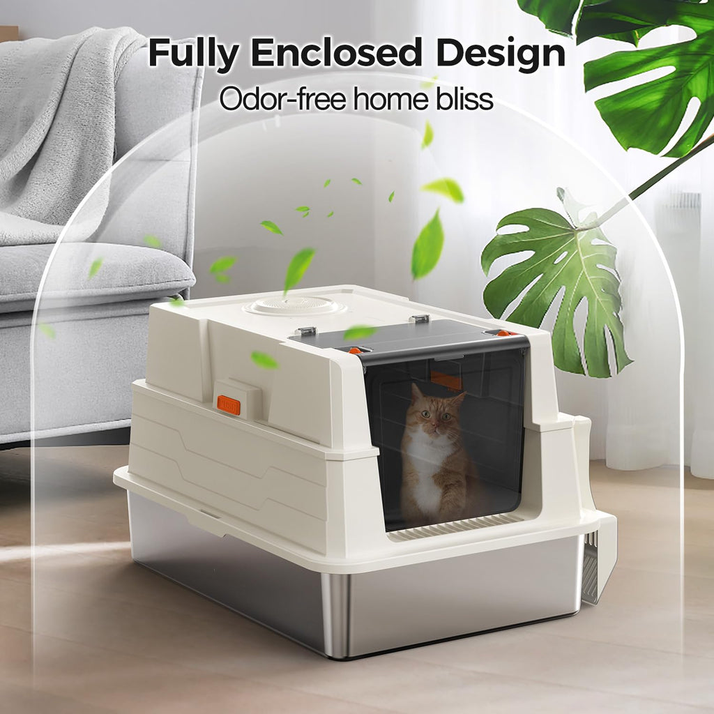 Large Fully Enclosed Stainless Steel Cat Litter Box A1