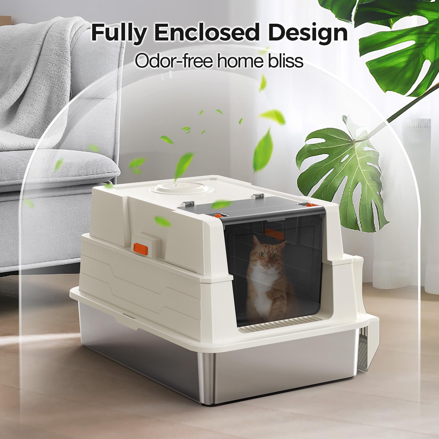 Large Fully Enclosed Stainless Steel Cat Litter Box A1
