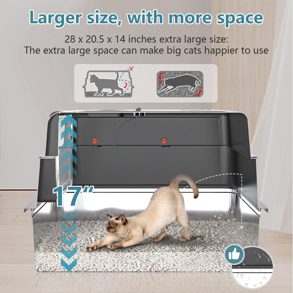 High Side Stainless Steel Cat Litter Box Q5