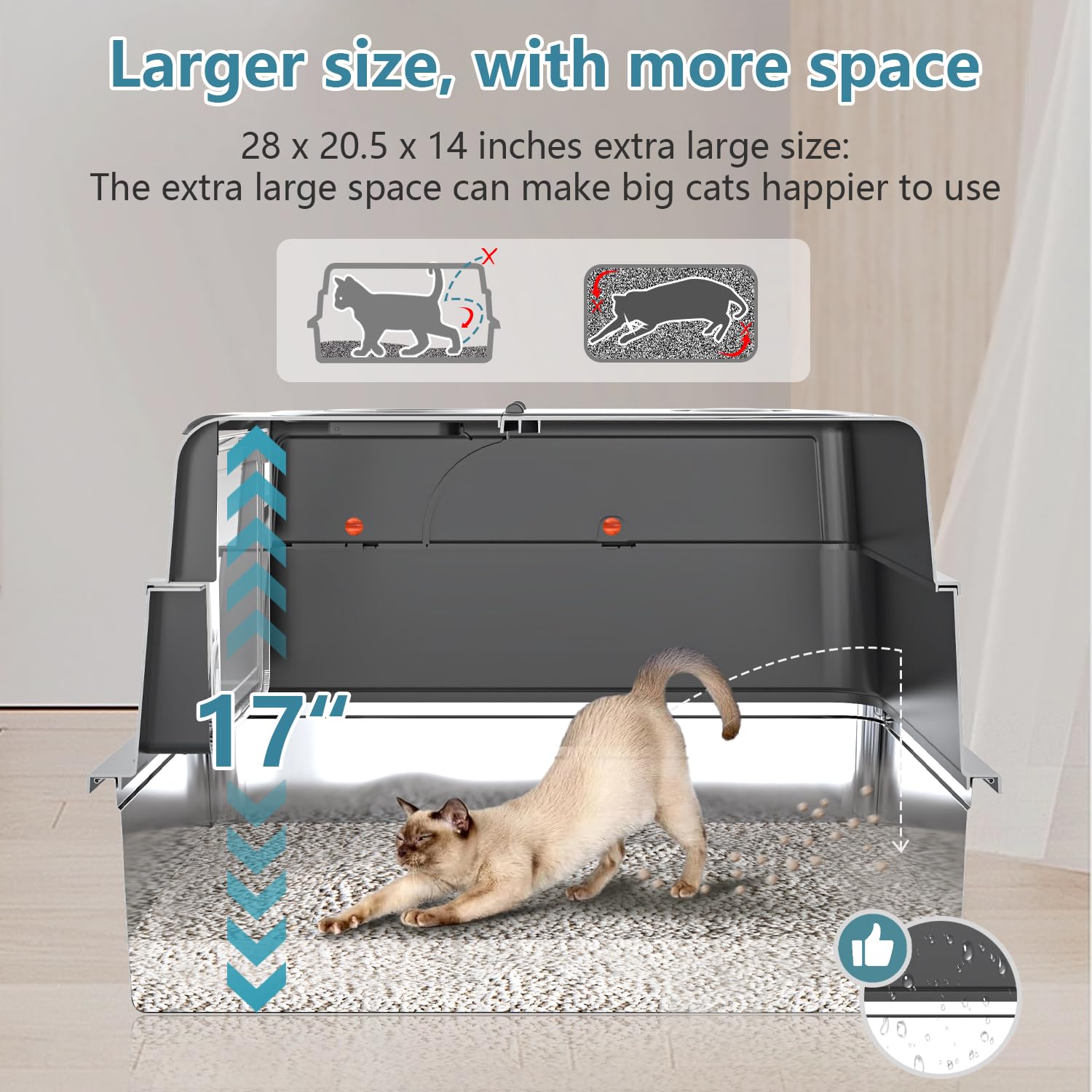 High Side Stainless Steel Cat Litter Box Q5