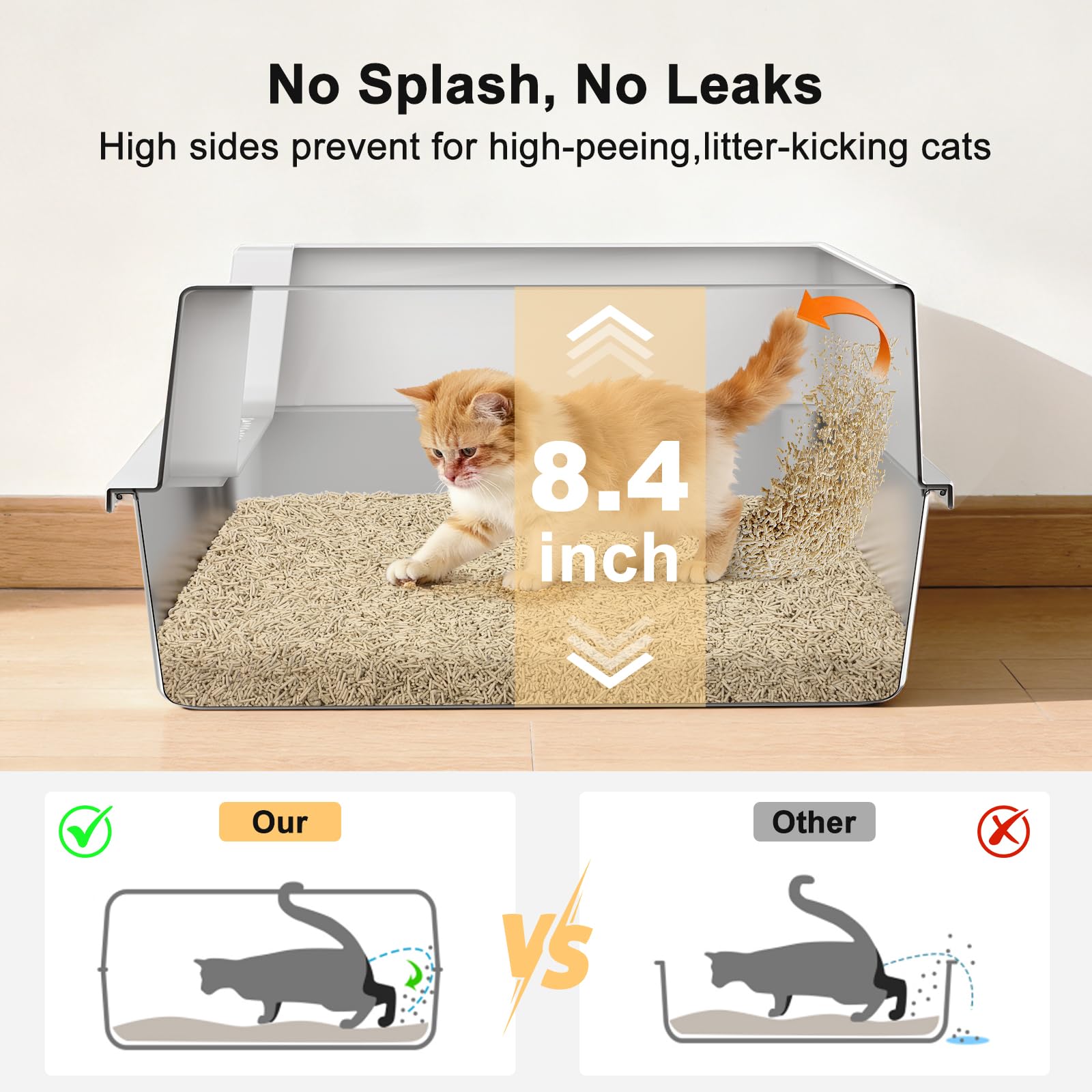 Large Open Stainless Steel Cat Litter Box A4