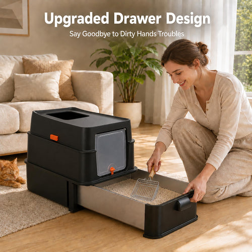 Design for Indoor All Lifestyles Cats, Metal Covered Cat Litter Box