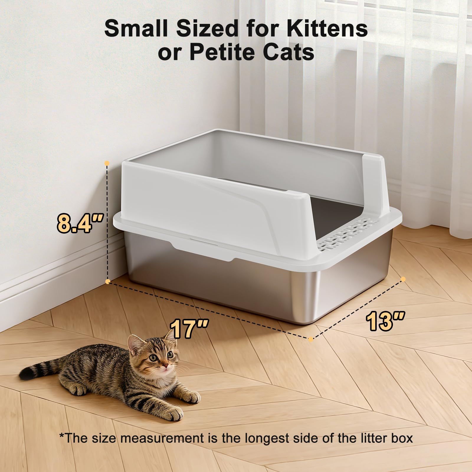 Large Open Stainless Steel Cat Litter Box A4