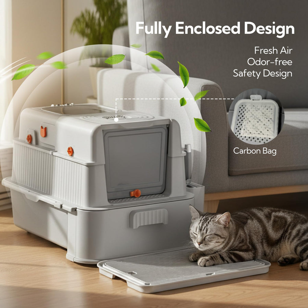 Pull-out Drawer Enclosed Stainless Steel Cat Litter Box C5