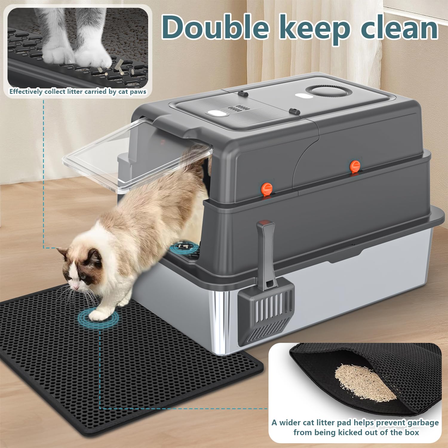 High Side Stainless Steel Cat Litter Box Q5