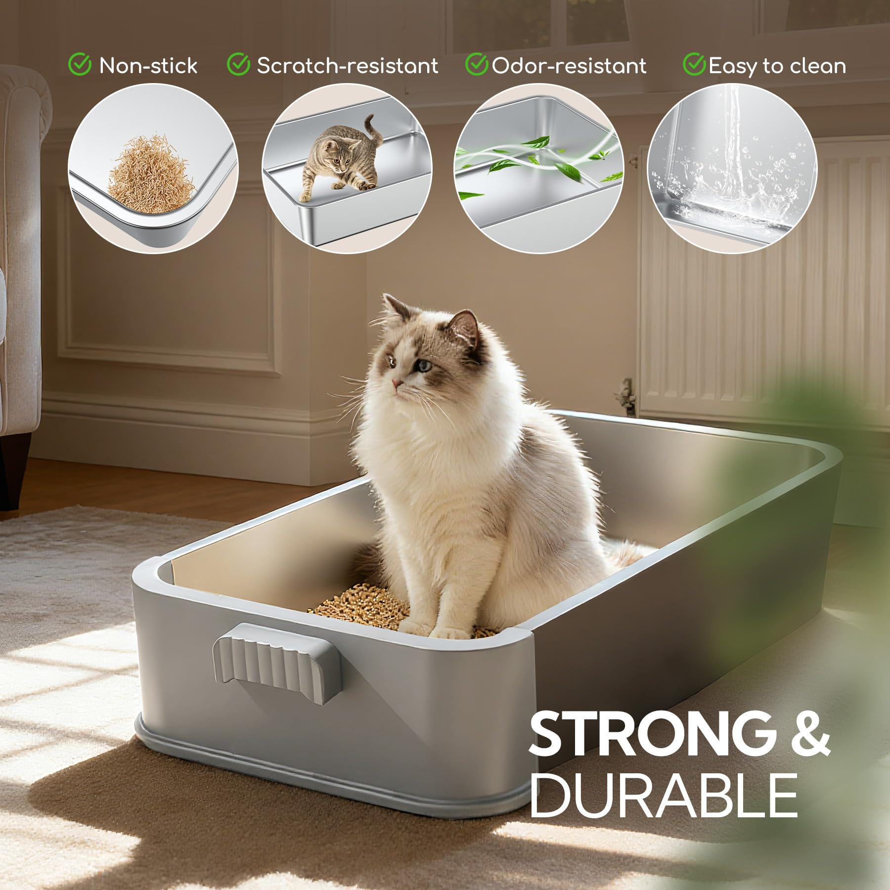 Pull-out Drawer Enclosed Stainless Steel Cat Litter Box C5