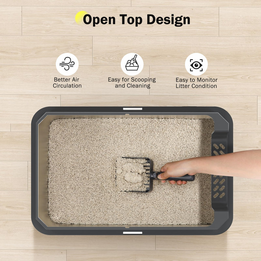 Large Open Stainless Steel Cat Litter Box H6