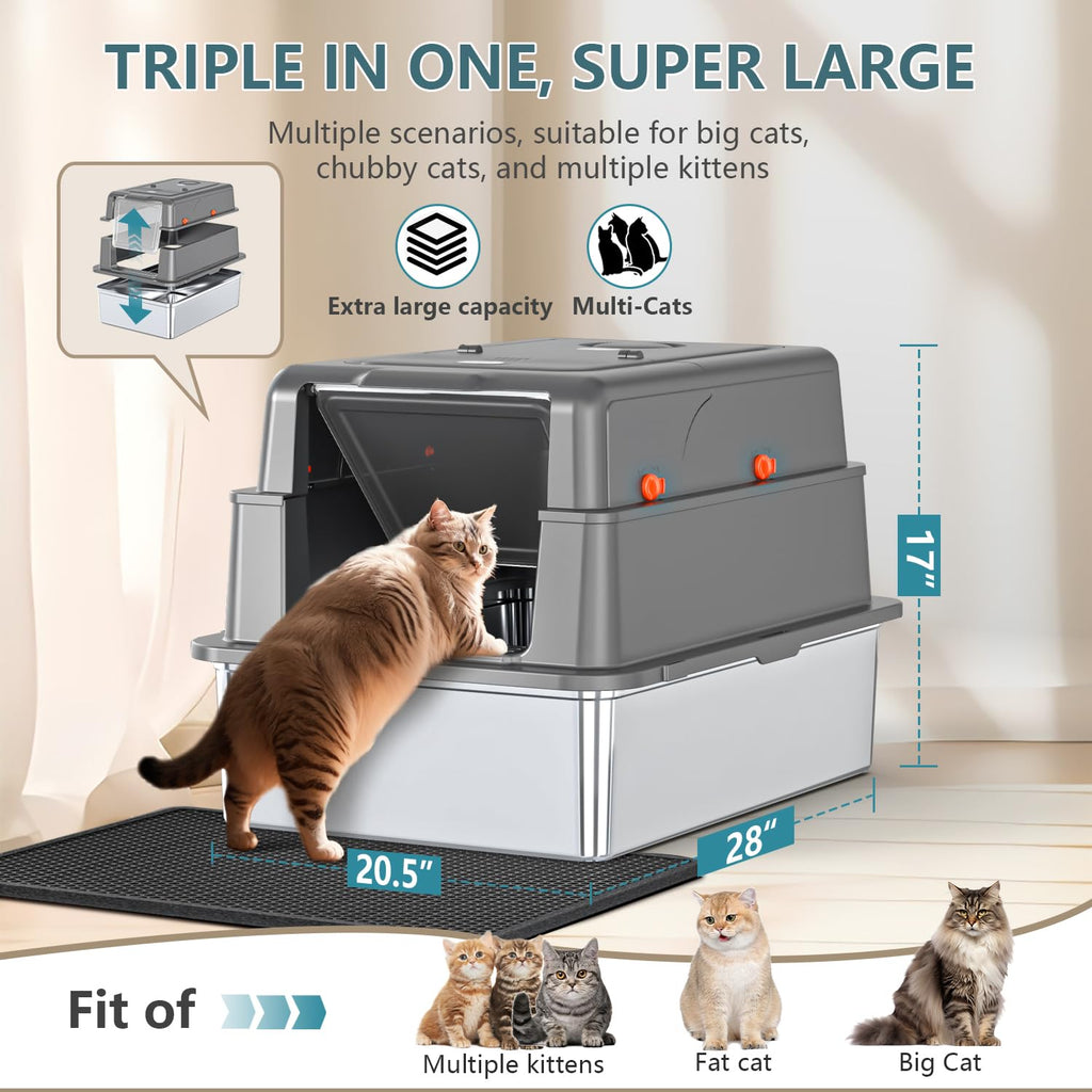 High Side Stainless Steel Cat Litter Box Q5
