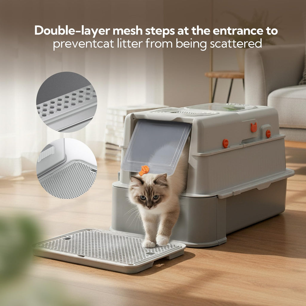 Pull-out Drawer Enclosed Stainless Steel Cat Litter Box C5