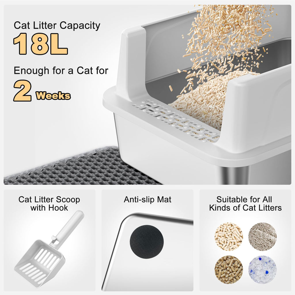 Large Open Stainless Steel Cat Litter Box A4