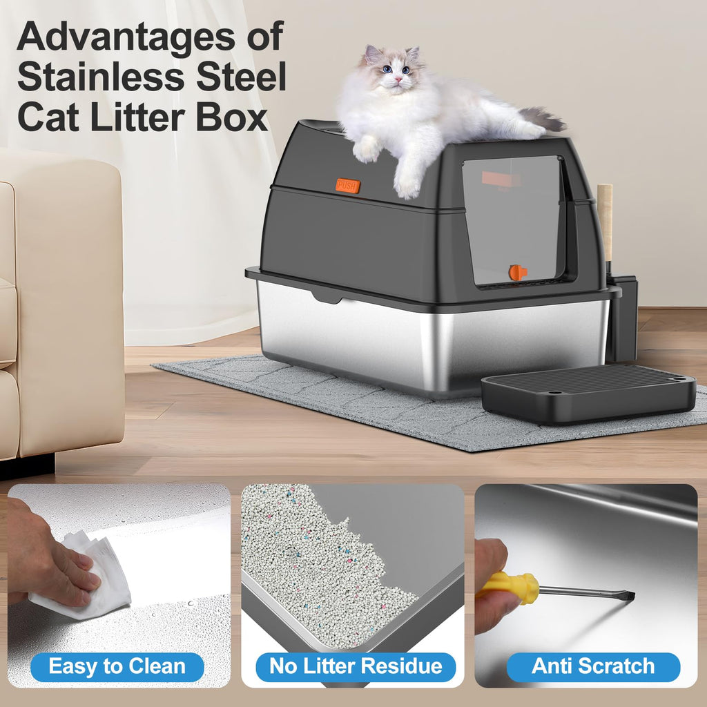 Top Entry Stainless Steel Cat Litter Box K