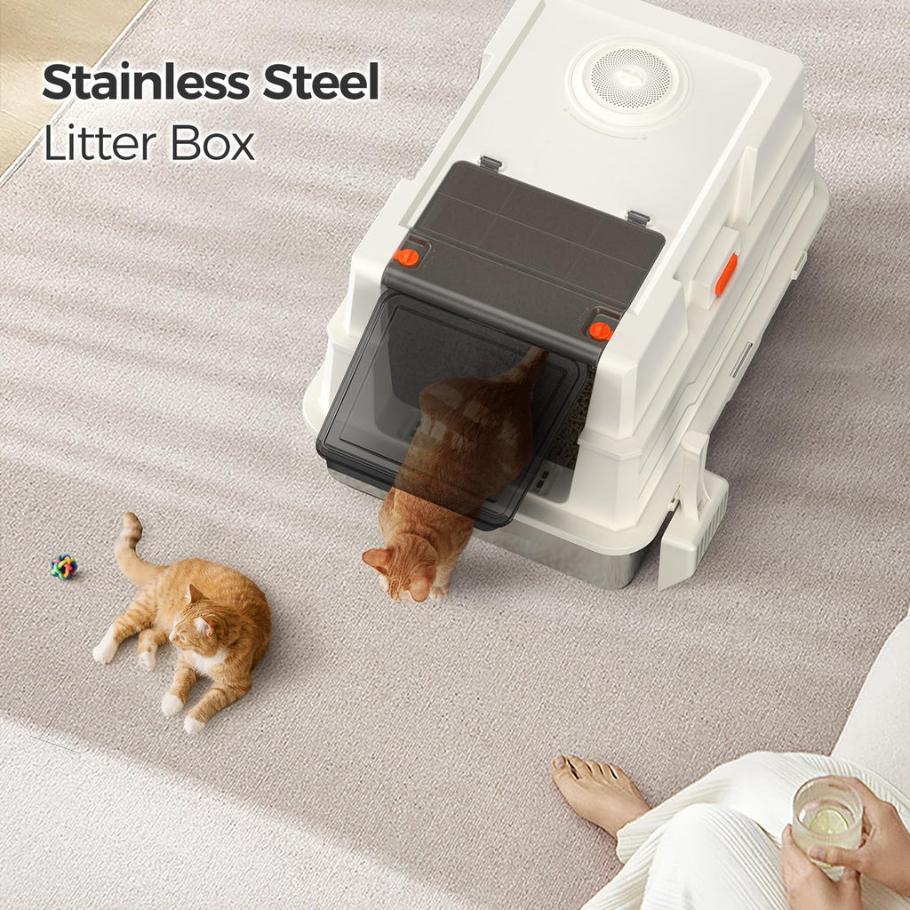 Large Fully Enclosed Stainless Steel Cat Litter Box A1