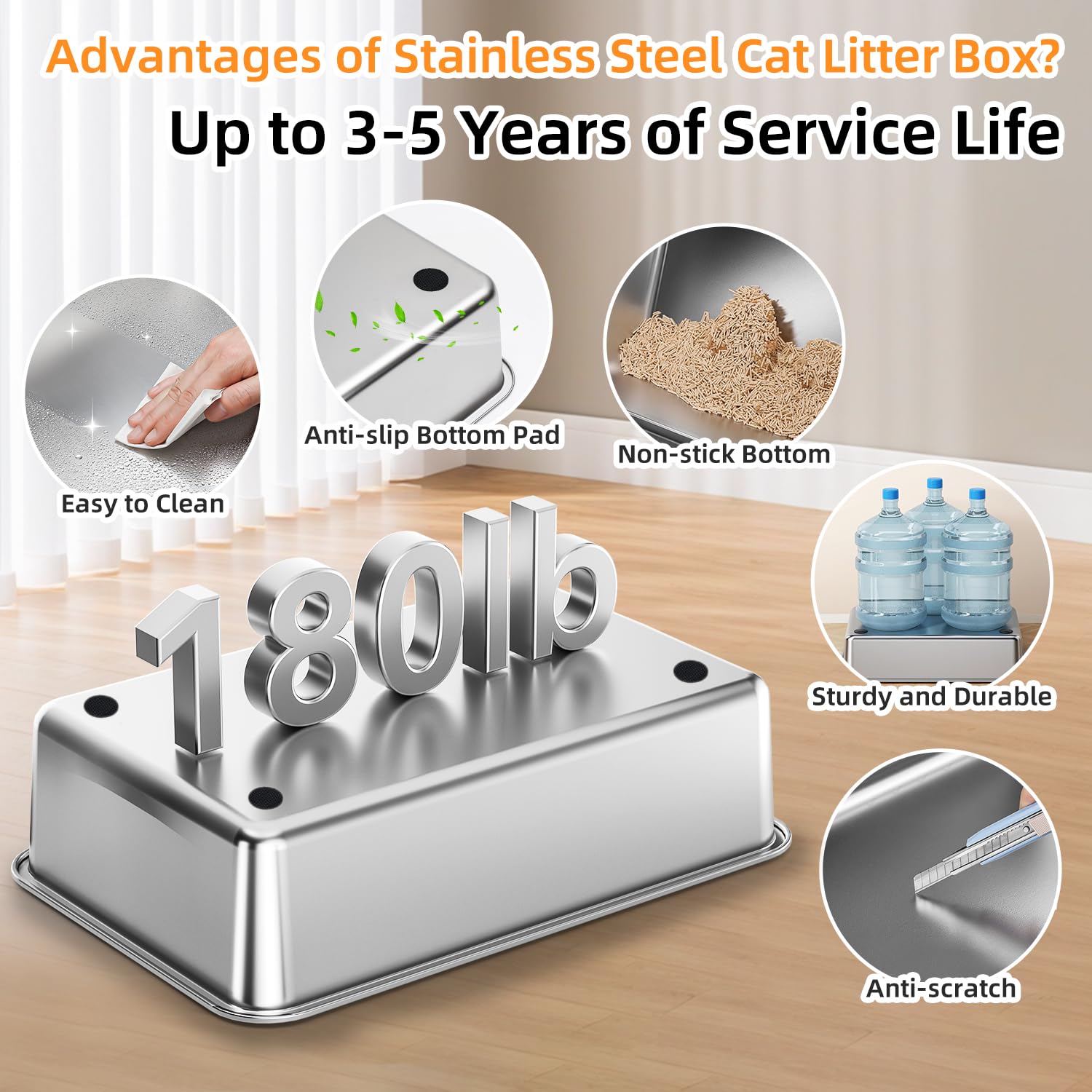Top Entry Stainless Steel Cat Litter Box K