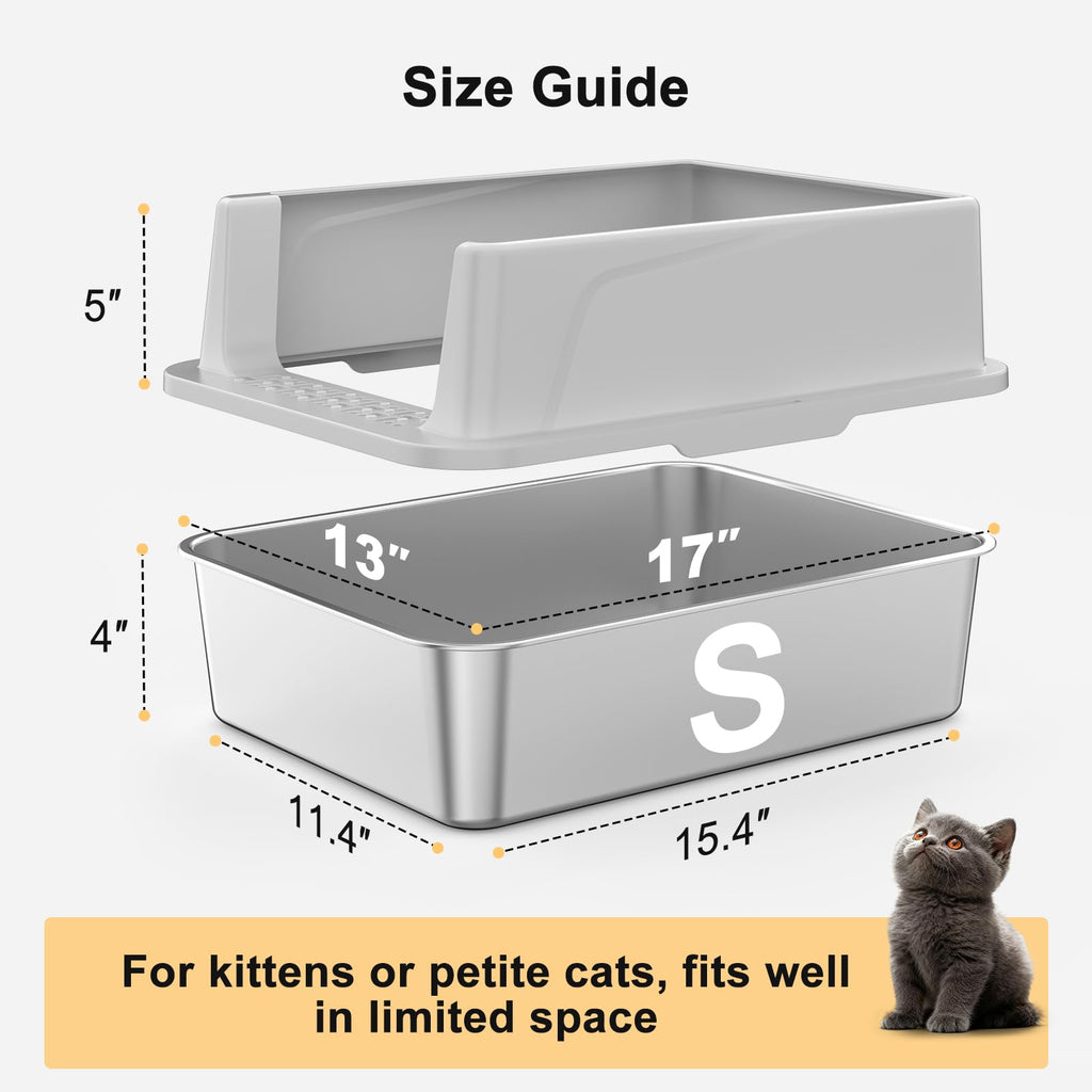 Large Open Stainless Steel Cat Litter Box A4