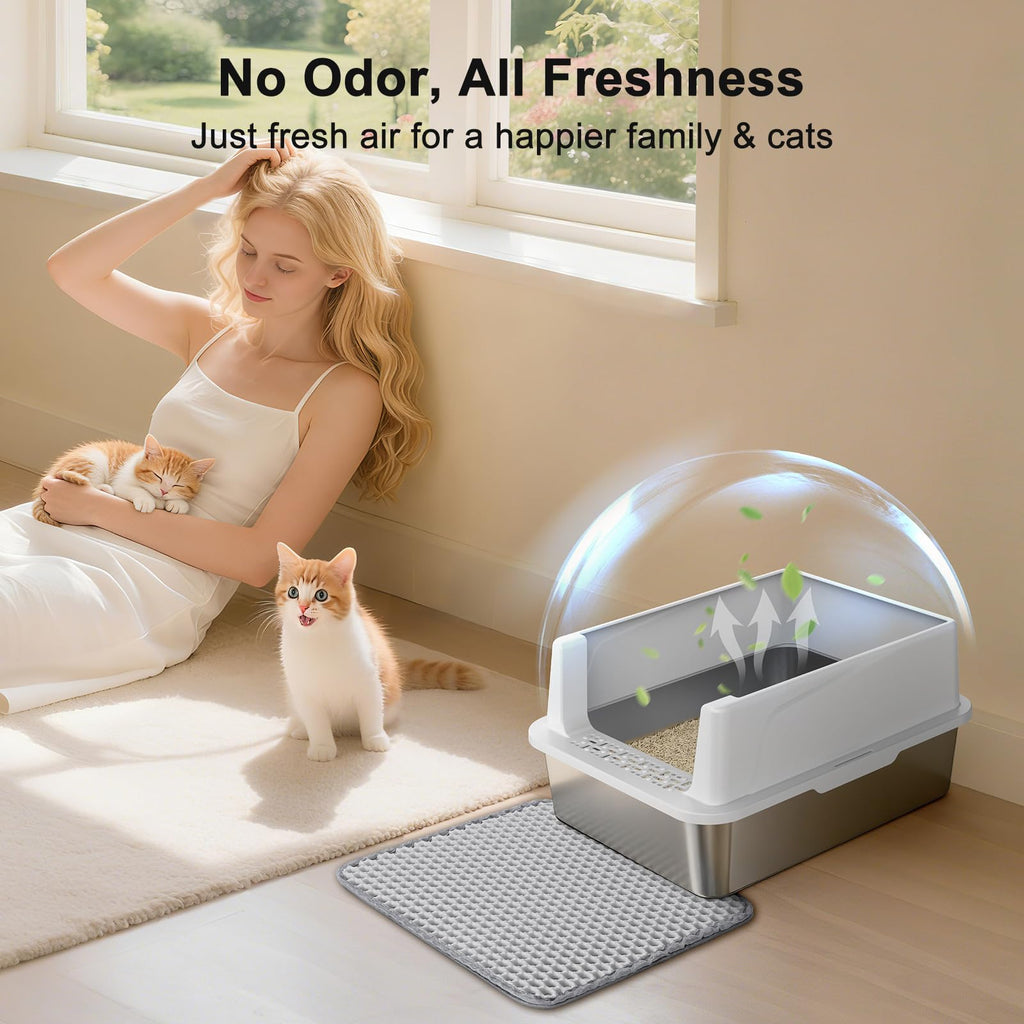 Large Open Stainless Steel Cat Litter Box A4