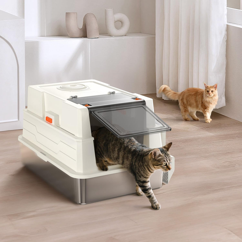 Large Fully Enclosed Stainless Steel Cat Litter Box A1